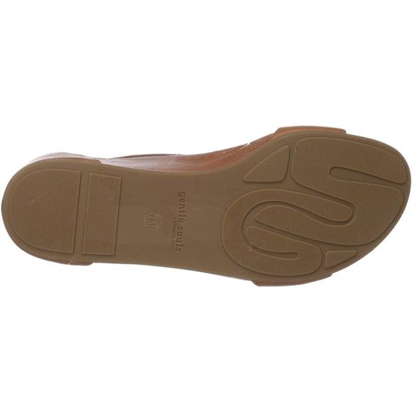 GENTLE SOULS Womens Brown T-Strap Cushioned Lunette 75 Round Toe Wedge Dress Sling Back Sandals Shoes